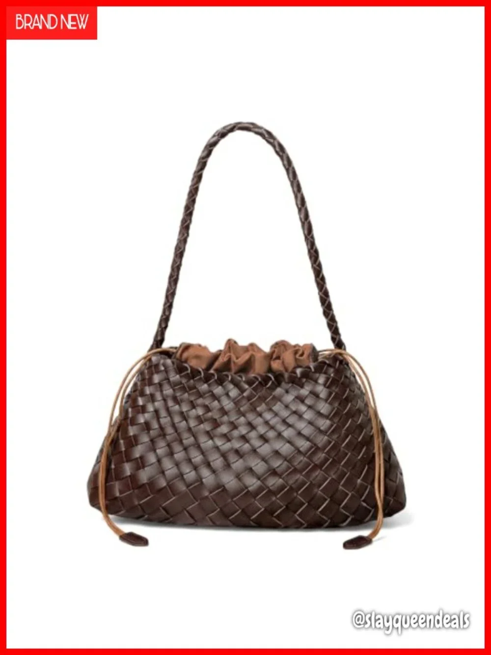 Woven Vegan Leather Underarm Hobo Shoulder Bag Handbag